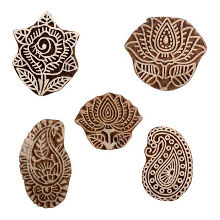 Set of 5 Piece New Mix Wooden Printing Block